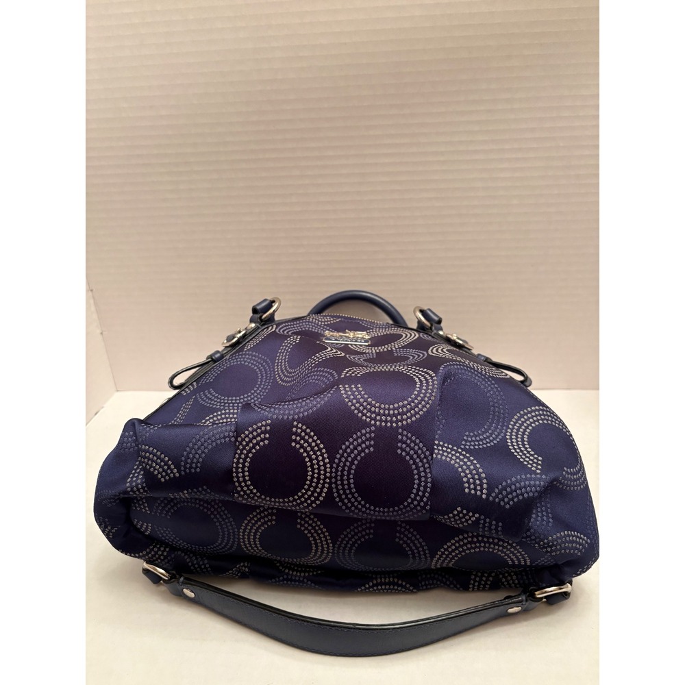 Coach Madison Dotted Op Art Sophia Satchel Navy Blue Handbag 15935 - Picture 5 of 11